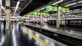 Osaka, Japan in April 2019. The atmosphere of the Umeda Station platform is quite crowded