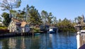 Osaka, Japan on April 9, 2019. A beautiful artificial lake in the middle of Universal Studios Japan area