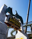 Osaka, Japan on April 9, 2019. The Flying Dinosaur is the exciting ride in Jurassic Park zone in the Universal Studios Japan