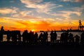 Osaka port sunset and tourist people in Osaka, Japan