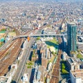 View from the top of Osaka city with buildings and skyscraper