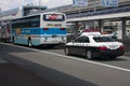 OSAKA, JAPAN - AUG 10: Airport Limousine Bus and police car In O