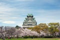 Osaka, Japan at Osaka Castle during the spring cherry blossom season