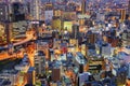 Osaka, Japan Dense CityScape at Night Royalty Free Stock Photo