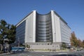 Tourists walking in front of the Osaka Prefectural Police Headquarters