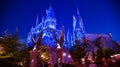 OSAKA, JAPAN - DECEMBER 2, 2017 : Christmas lighted up at Hogwarts School in Harry Potter Attraction Zone in Universal Studio Japa Royalty Free Stock Photo