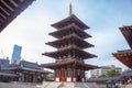 Five-storied Pagoda in Shitennoji Temple, Osaka, Japan. Low Angle View Royalty Free Stock Photo