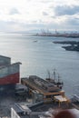 Aerial view of Osaka port area in Japan