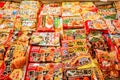 Beautiful and various of Japanese frozen processed food package in Japanese food market