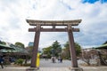 Gate to Toyotomi Hideyoshi statue at Hokoku Shrine in Osaka, Japan Royalty Free Stock Photo
