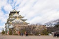 Tourist visit Osaka castle in winter Osaka,japan