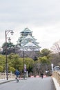 Tourist visit Osaka castle in winter Osaka,japan