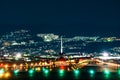 ANA Boeing airplane taking off in the night Royalty Free Stock Photo