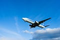 Osaka, Japan - 22 January, 2016 - An All Nippon Airways ANA Boeing 737 landing at Itami Airport, Osaka, Japan Royalty Free Stock Photo