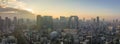 Osaka, Japan - January 7, 2023: Atmospheric haze over downtown Umeda at sunrise Royalty Free Stock Photo