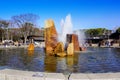 Closeup stone fountain at Osaka Castle Park