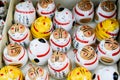 Top view and closeup Japanese souvenir ceramic lucky cats