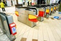 Perspective view of entrance automatic ticket machines Royalty Free Stock Photo