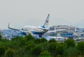 Airplane landing at Osaka Itami Airport