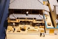 Miniature models and toys of worker building a house of the ancient Japanese style Royalty Free Stock Photo