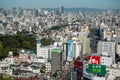 Osaka, Japan - november 09, 2019: Highrise cityscape crowded skyscrapers offices apartments Osaka Japan Royalty Free Stock Photo