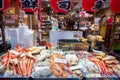 Osaka, Japan - November 19, 2017 :Many fresh seafood at Kuromon