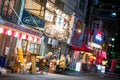 Osaka, Japan - November 20, 2017 :Shinsekai street with restaurant and retail stores. It is located in the Shinsekai district