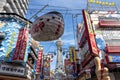 OSAKA, JAPAN - NOVEMBER 6, 2019: Streetview of Tsutenkaku Tower in Osaka Japan