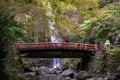 OSAKA, JAPAN -NOVEMBER 07, 2019: tourist Autumn season Red Maple Leaf Fall Foliage at Minoo waterfall in osaka, Japan Royalty Free Stock Photo