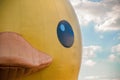 Osaka Japan - October 19, 2012: Giant Rubber Duck visit Nakanoshima park in Osaka Japan. The 50 ft high inflatable duck is create Royalty Free Stock Photo