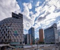 The modern high-rise buildings and road junctions surroundings the Osaka station. Japan Royalty Free Stock Photo