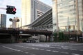 Busy commercial area of north of JR Osaka station or Hankyu Umeda station in the morning.