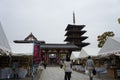 Overcast view of the historical Shitennoji Five-Storied Pagoda of Shitenno ji