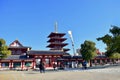 Osaka Shitennoji temple in a sunny day wth greens