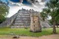 The Osario pyramid. Chichen Itza archaeological site. Architecture of ancient maya civilization. Travel photo or wallpaper. Yucata