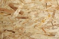 OSB is building material from wooden panel made from of pressed sandy brown wood shavingsi Royalty Free Stock Photo