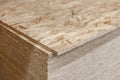 OSB for construction.The finishing material of the molded chips. folded in a pile . Building material.