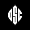 OSC circle letter logo design with circle and ellipse shape. OSC ellipse letters with typographic style. The three initials form a Royalty Free Stock Photo