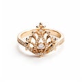 Oscar Duco Diamond Crown Ring - Rose Gold, High-key Lighting, Rococo, Fairycore