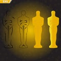 Oscar figurine for cerimony awarding movie actors and movies in a flat style