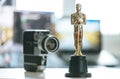 Oscar and film concept: Close up of Oscar trophy