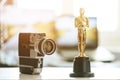 Oscar and film concept: Close up of Oscar trophy
