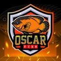 Cichlids oscar fish mascot. esport logo design
