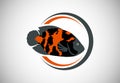 Oscar Fish in a circle. Fish logo design template. Seafood restaurant shop Logotype concept icon