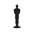 Oscar statuette black vector icon on white background