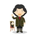 Oscar Wilde cartoon character. Vector Illustration. Kids History Collection