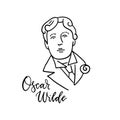 Oscar Wilde linear sketch portrait isolated on white background for prints, greeting cards. English famous great writer