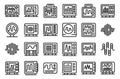 Oscillograph icons set outline vector. Spectrum circuit Royalty Free Stock Photo