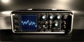 Oscilloscope on black metal table Royalty Free Stock Photo
