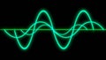Oscilloscope green curve lines electronic waves